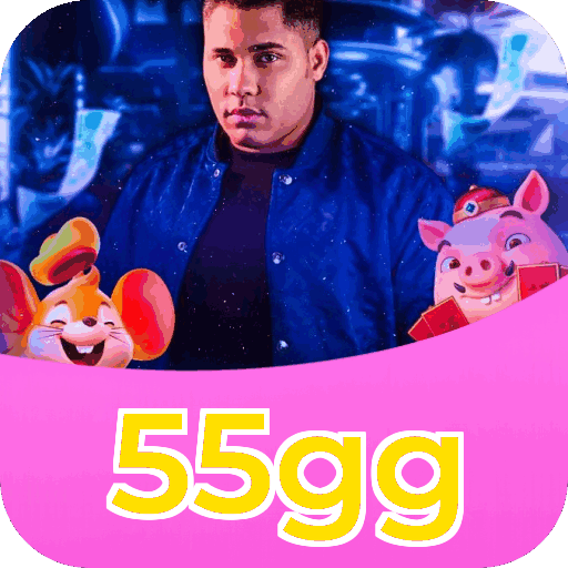 Interface do aplicativo 55gg mostrando jogos disponíveis no iOS e Android